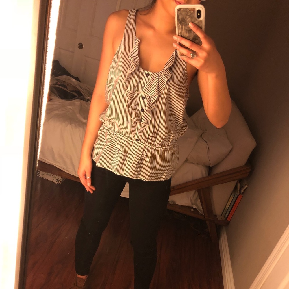Ruffle striped tank blouse